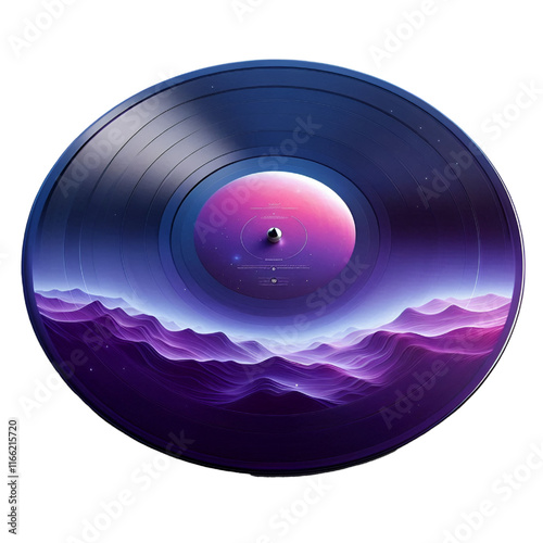 Blue purple technology vinyl record isolated on white background