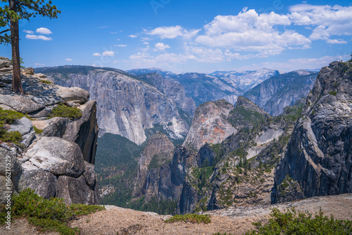 hiking the pohono trail at crocker point in yosemite, california, usa photo