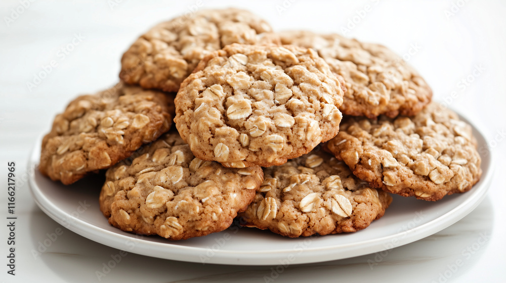 Pile of Chewy Oatmeal Cookies, Homemade Baked Goods, Sweet and Healthy Snack Pile of Chewy Oatmeal Cookies, Homemade Baked Goods, Sweet and Healthy Snack