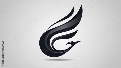 Abstract Black Bird Logo Design Wings Soaring photo