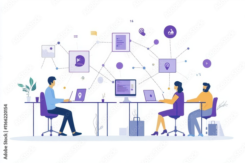 networked constellation of collaboration icons dynamic professional atmosphere networked constellation of collaboration icons dynamic professional atmosphere