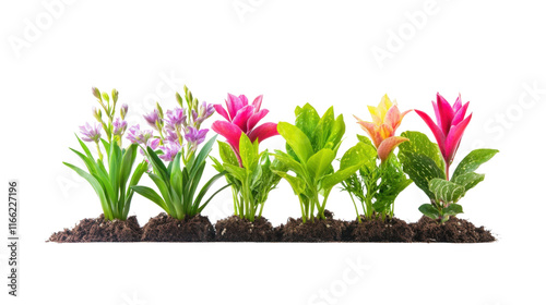 Freshly planted flower seedling transparent background