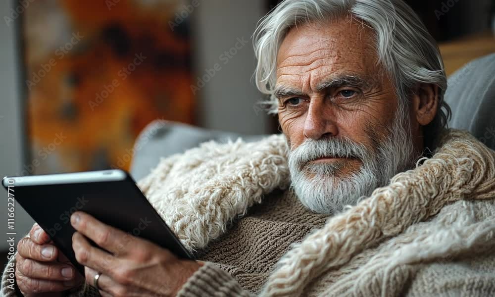 Senior Man Using Tablet. Senior Man Using Tablet.