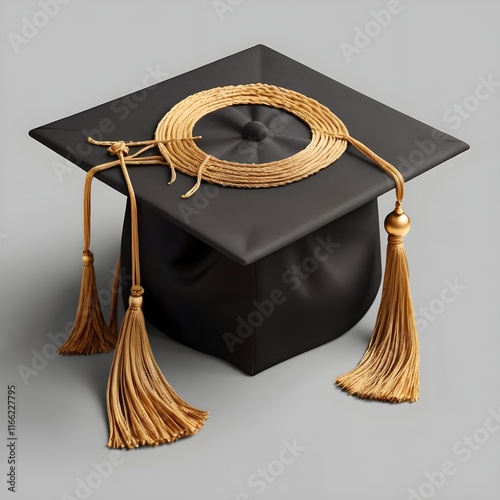 graduation cap and diploma on white