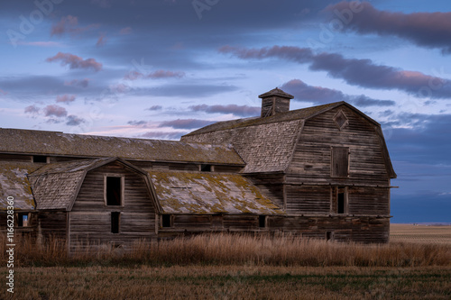 Abandoned farm buildings in rural Alberta. photo