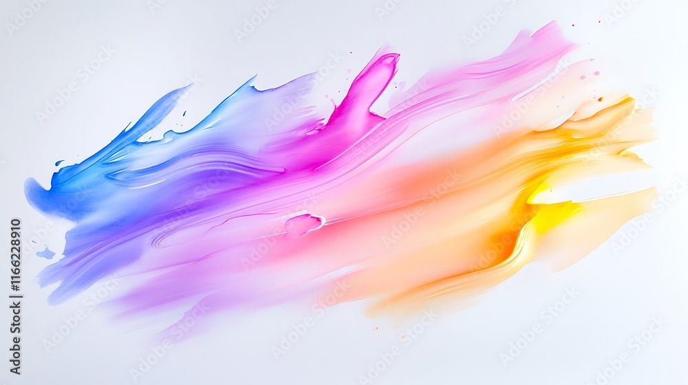Obraz premium Abstract colorful paint strokes on white background. (6)