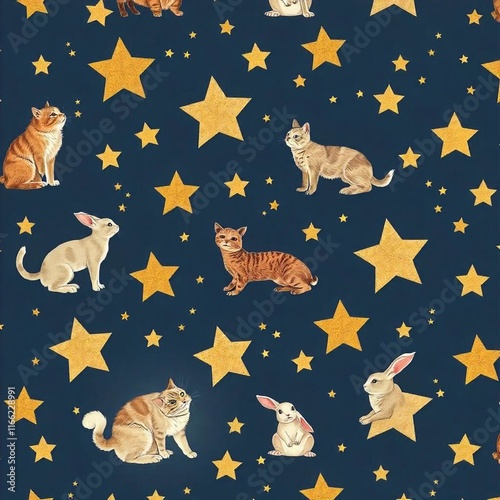 seamless pattern with cats