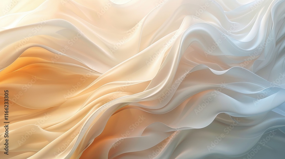 Obraz premium Soft, flowing abstract waves in warm and cool tones create a serene atmosphere.