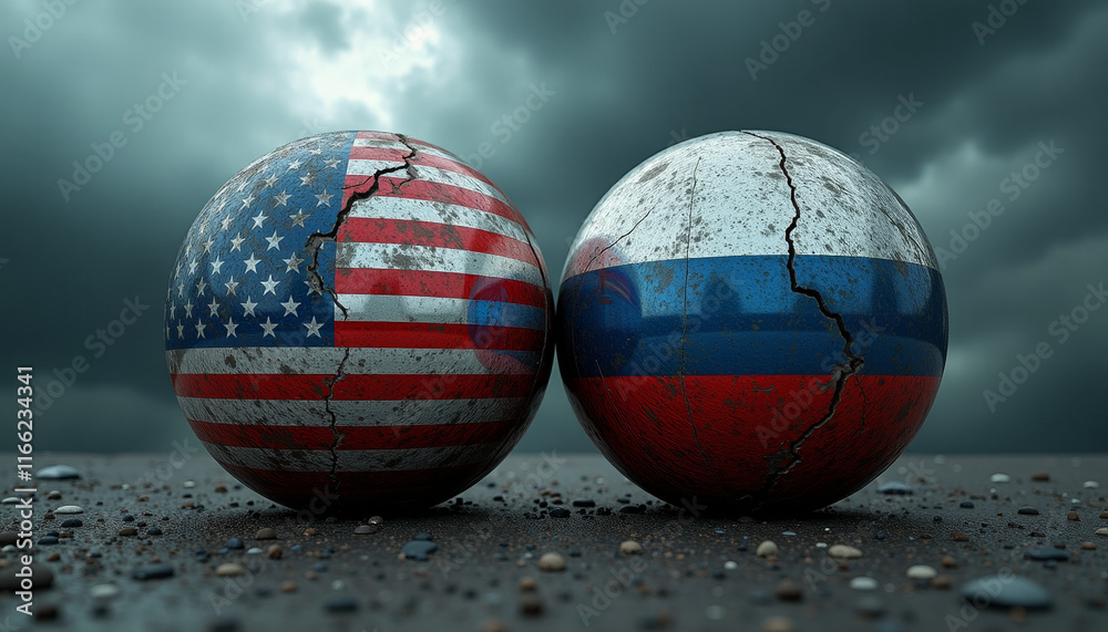 Fractured Flags: US and Russia in Crisis