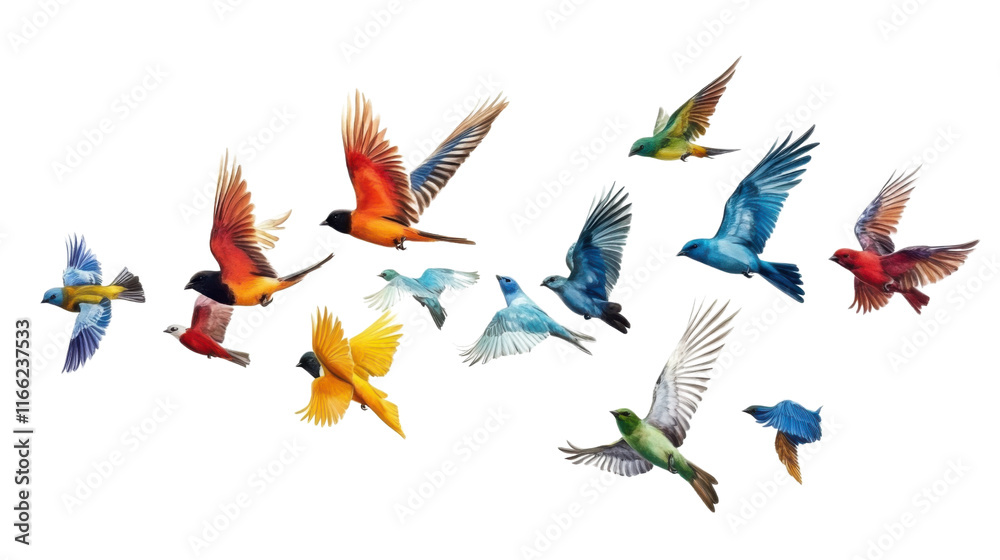 Flock of birds transparent background