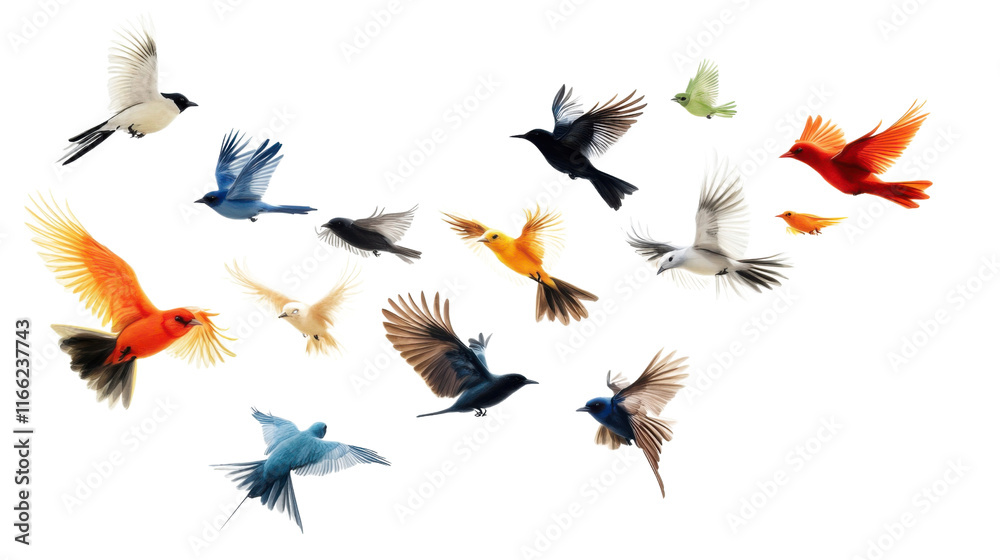 Obraz premium Flock of birds transparent background