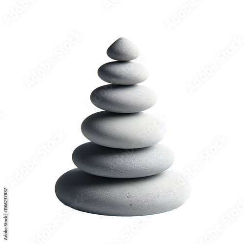 Pyramid of 3 Zen stones pebble rock white background