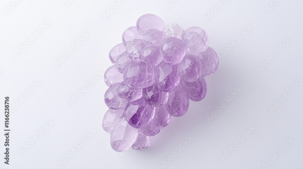 Obraz premium Cluster of amethyst shaped like grapes against white background