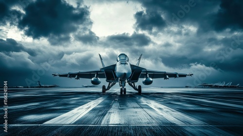 Aircraft on Runway Under Dramatic Sky