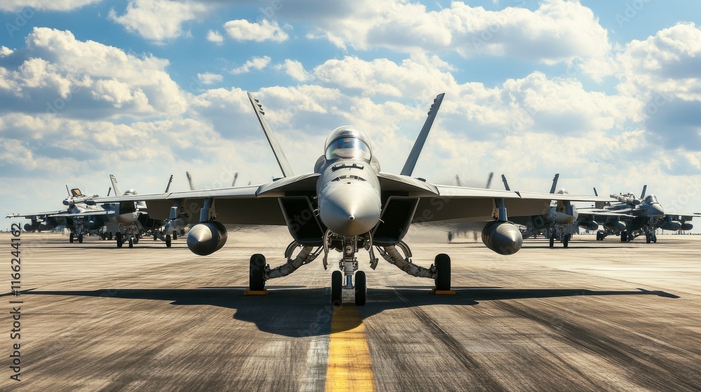 Fototapeta premium Jets on the Runway in Natural Lighting