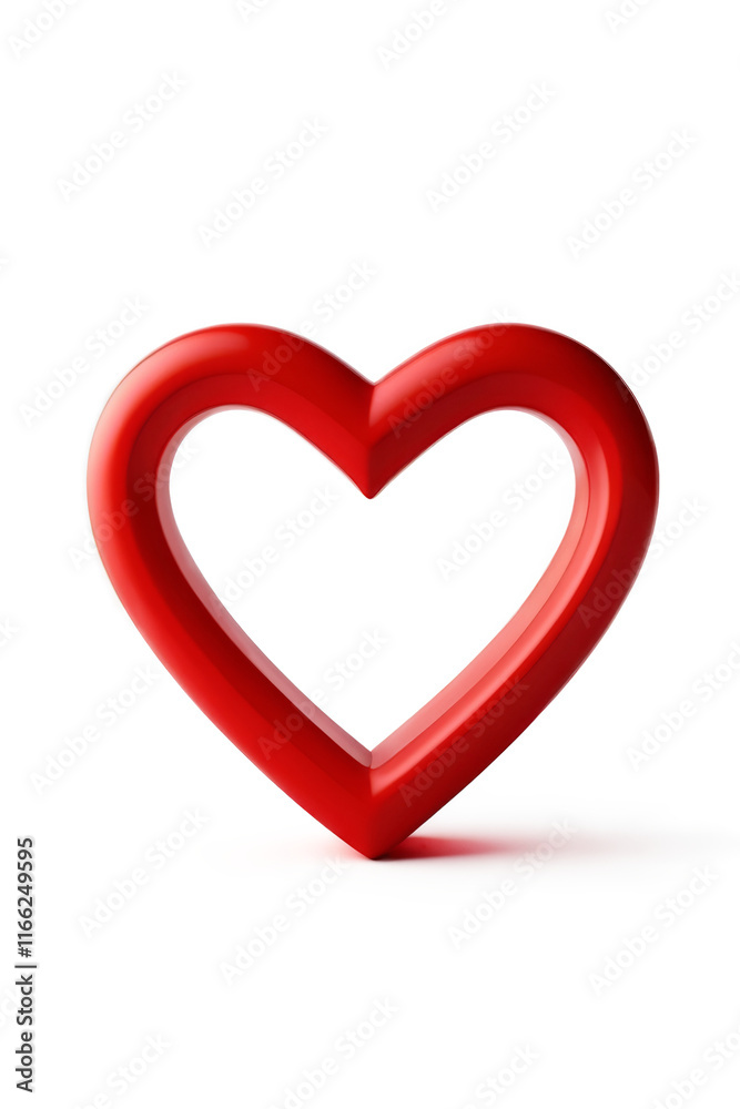 A 3D Red Heart isolated on white background, Valentine Day