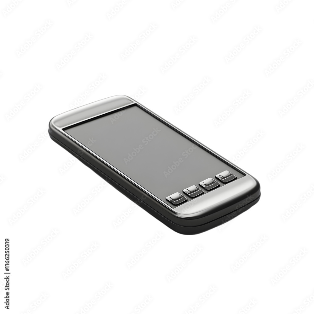 3D Illustration of a Classic Black Mobile Phone with Buttons 3D Illustration of a Classic Black Mobile Phone with Buttons