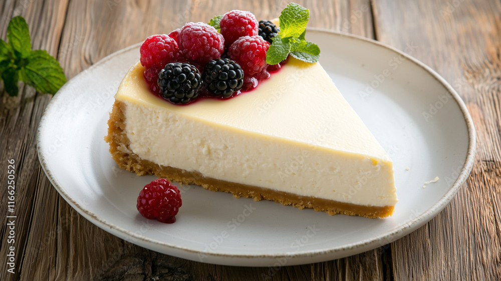 custom made wallpaper toronto digitalNew York cheesecake with fresh berries on white plate