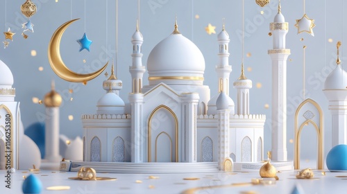Wallpaper Mural Stunning 3D Render of a Majestic Mosque Celebrating Eid al-Fitr Torontodigital.ca