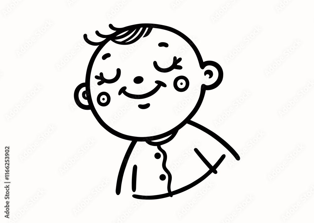 Outline vector portrait of a sleeping child Outline vector portrait of a sleeping child