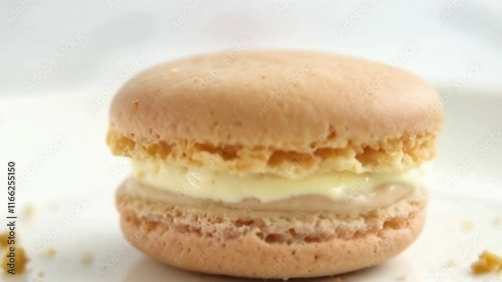 Macro Shot of Macaron Split Showing Center Macro Shot of Macaron Split Showing Center