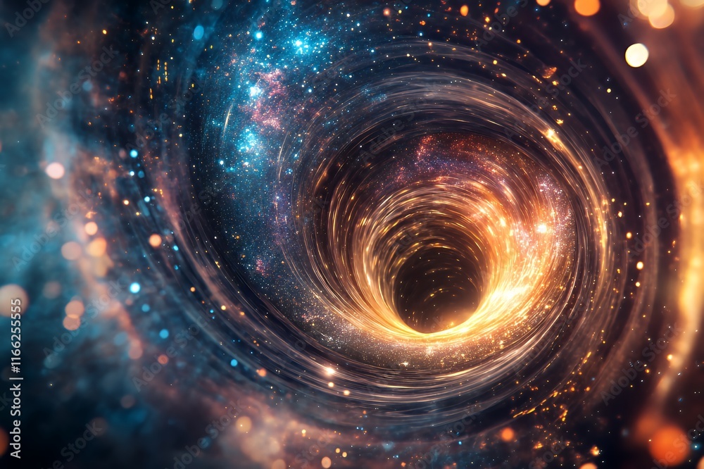 Obraz premium Cosmic Vortex Swirling Through Starry Galaxy