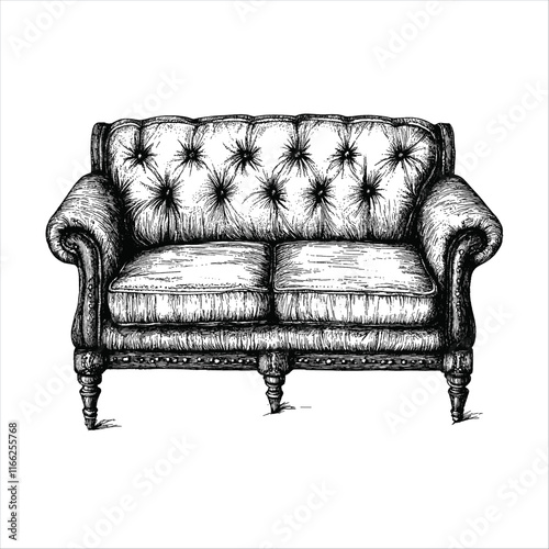 old sofa hand drawn vector