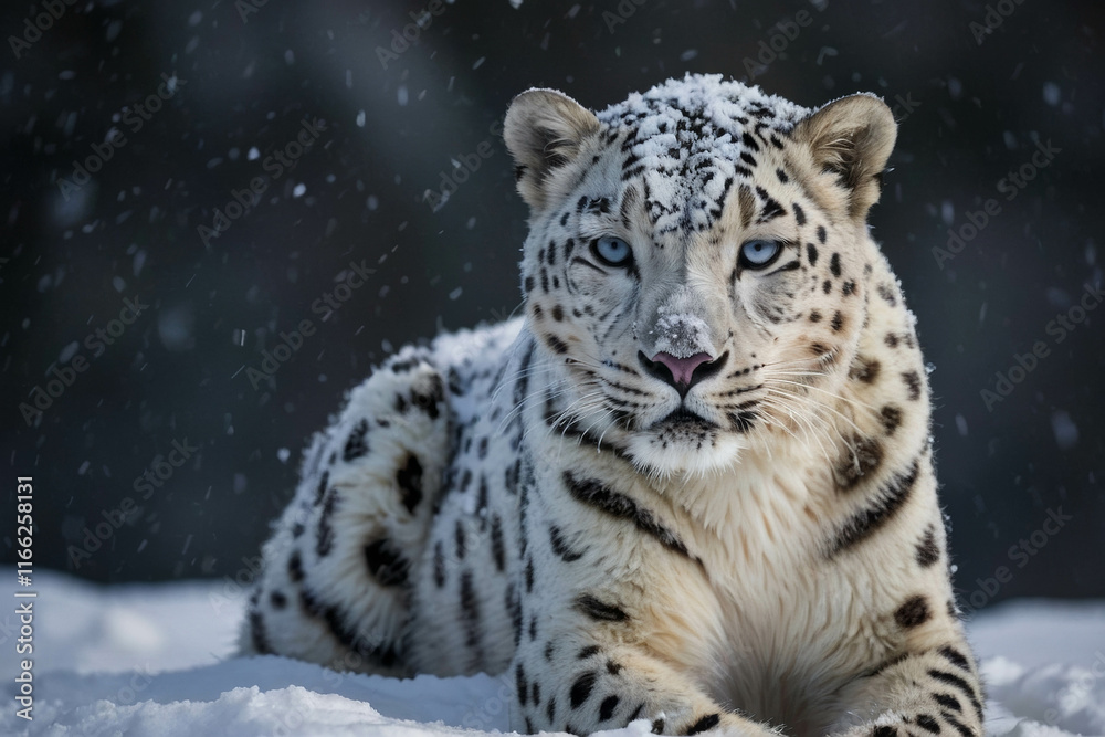 Fototapeta premium a snow leopard looking at you