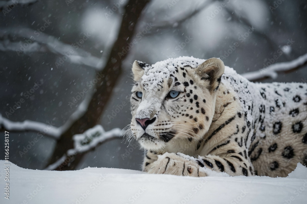 Obraz premium a snow leopard looking at you