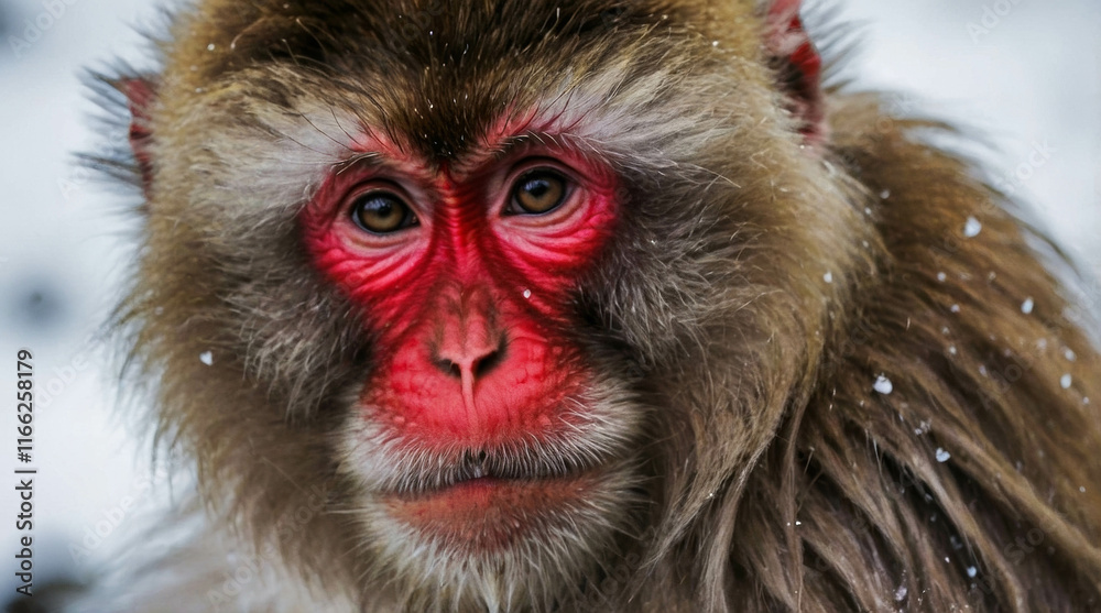 a snow monkey looking to you a snow monkey looking to you