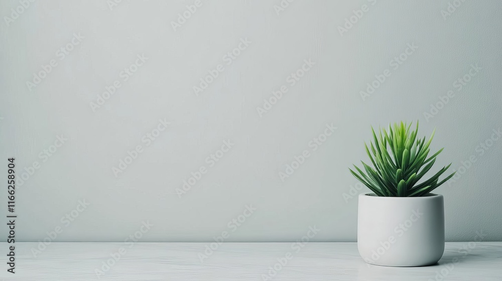 Desk with green plants, modern simplicity Desk with green plants, modern simplicity