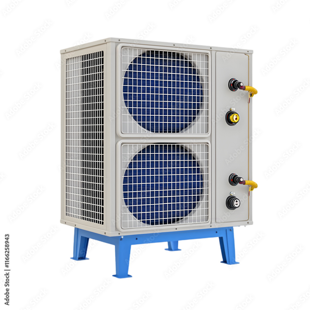 Industrial Air Conditioner Unit with Dual Fans and Pipes
Industrial Air Conditioner Unit with Dual Fans and Pipes