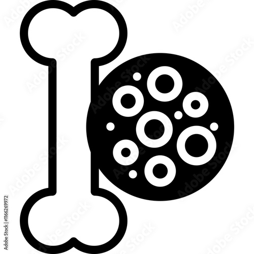 bone icon illustration design with solid