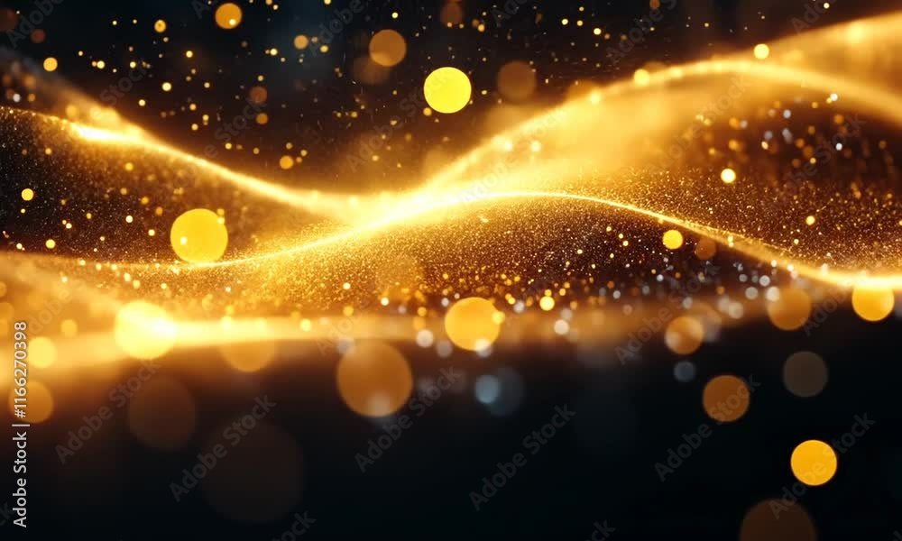 A shimmering wave of golden particles creating a magical, ethereal atmosphere.