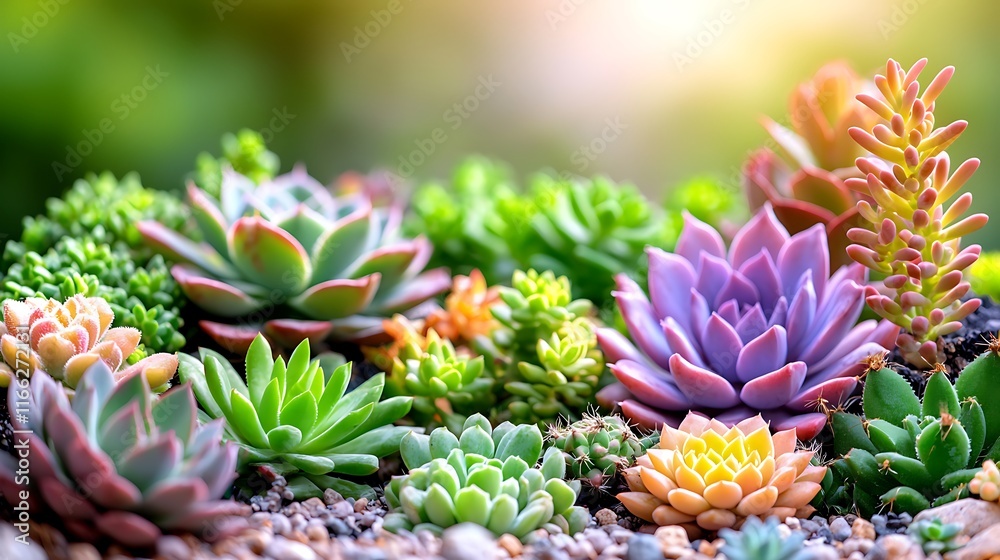 Vibrant succulent plants in a garden setting, bathed in sunlight. Vibrant succulent plants in a garden setting, bathed in sunlight.