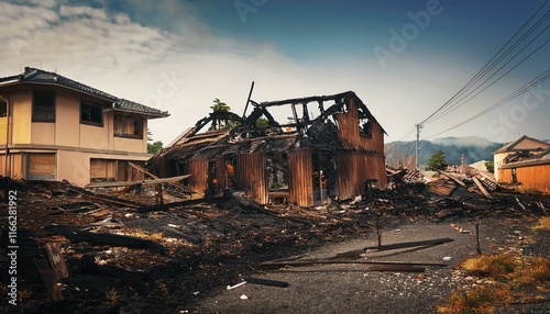 火事で焼け落ちた家（A house destroyed by fire）
 photo