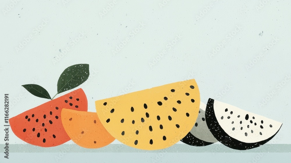 Vivid Watercolor Painting of Fresh Fruit with Soft Textures in a Minimalist Style Vivid Watercolor Painting of Fresh Fruit with Soft Textures in a Minimalist Style