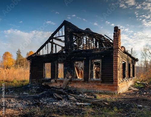 火事で焼け落ちた家（A house destroyed by fire）
 photo