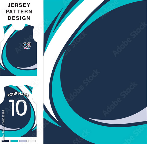 Abstract concept vector jersey pattern template for printing or sublimation sports uniforms football, volleyball, basketball, e-sports, cycling and fishing. Pattern jersey printing.
