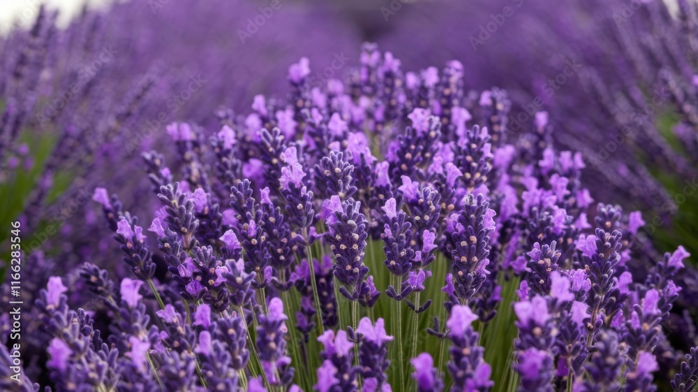 Lavender flowers arranged in a row with shallow depth of field against a white background Lavender flowers arranged in a row with shallow depth of field against a white background