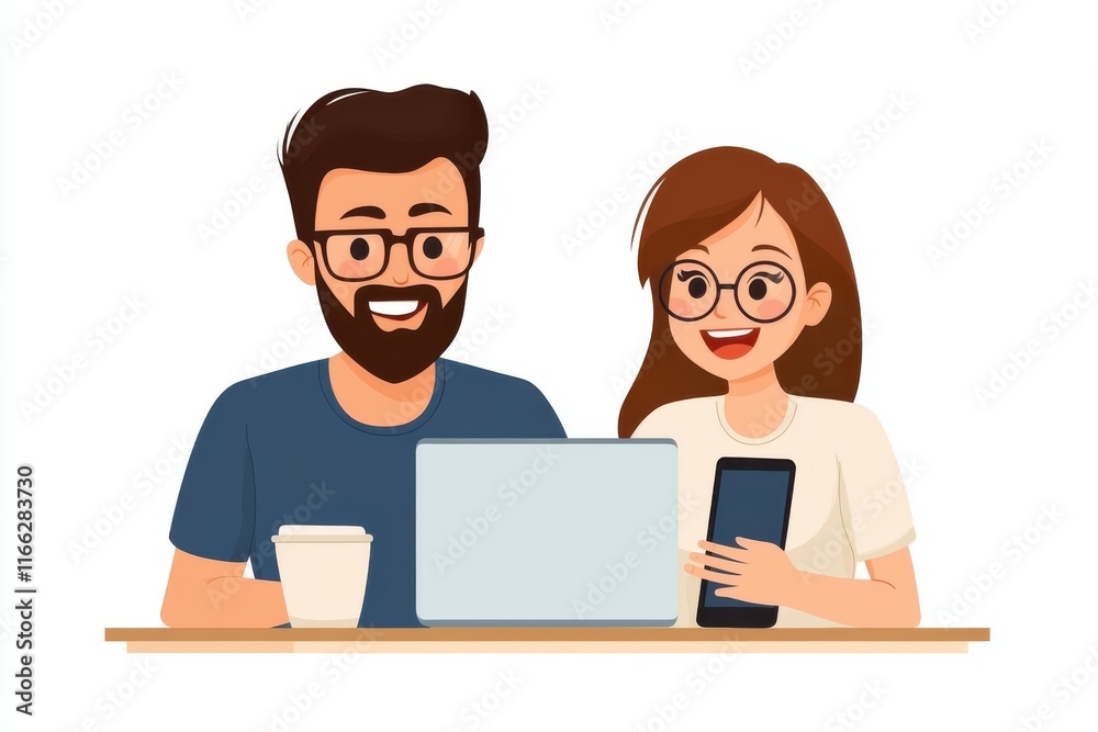 Engaging couple enjoys a cozy workspace while working on a laptop together during a sunny afternoon Engaging couple enjoys a cozy workspace while working on a laptop together during a sunny afternoon