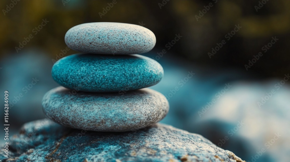 Tranquil Stacked Stones on Natural Background Tranquil Stacked Stones on Natural Background
