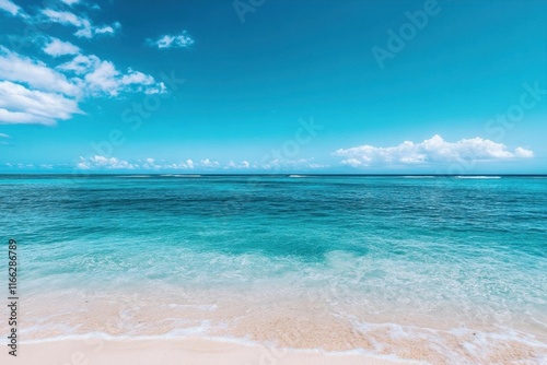 Wallpaper Mural Serene beach scene with clear turquoise water and soft sand. Torontodigital.ca