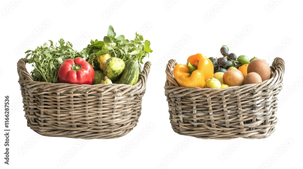 Basket with fruit and vegetable transparent background Basket with fruit and vegetable transparent background