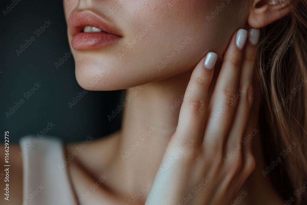 Closeup Portrait Woman Soft Skin Neck Hand Nails Closeup Portrait Woman Soft Skin Neck Hand Nails