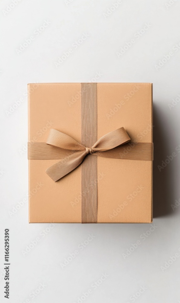 Elegant Brown Gift Box with Ribbon Displayed on a Minimalist Surface for Celebratory Occasions and Gifting Elegant Brown Gift Box with Ribbon Displayed on a Minimalist Surface for Celebratory Occasions and Gifting