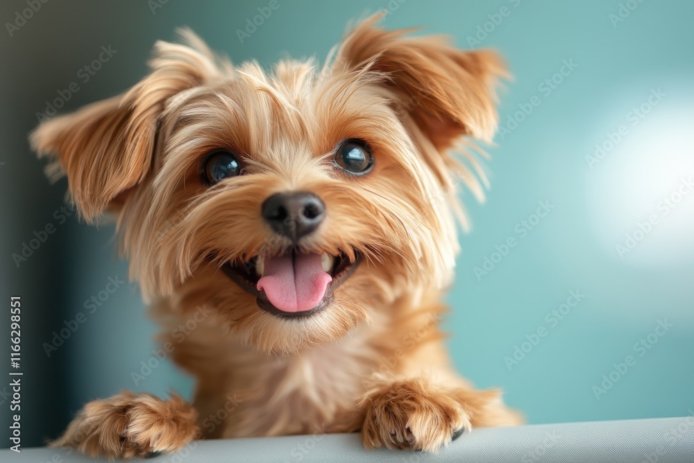 Cheerful small dog with bright eyes and playful expression enjoying a cozy indoor moment Cheerful small dog with bright eyes and playful expression enjoying a cozy indoor moment