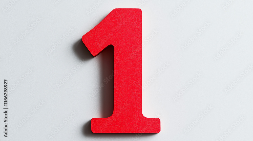 Red number 1 isolated on a white background Red number 1 isolated on a white background
