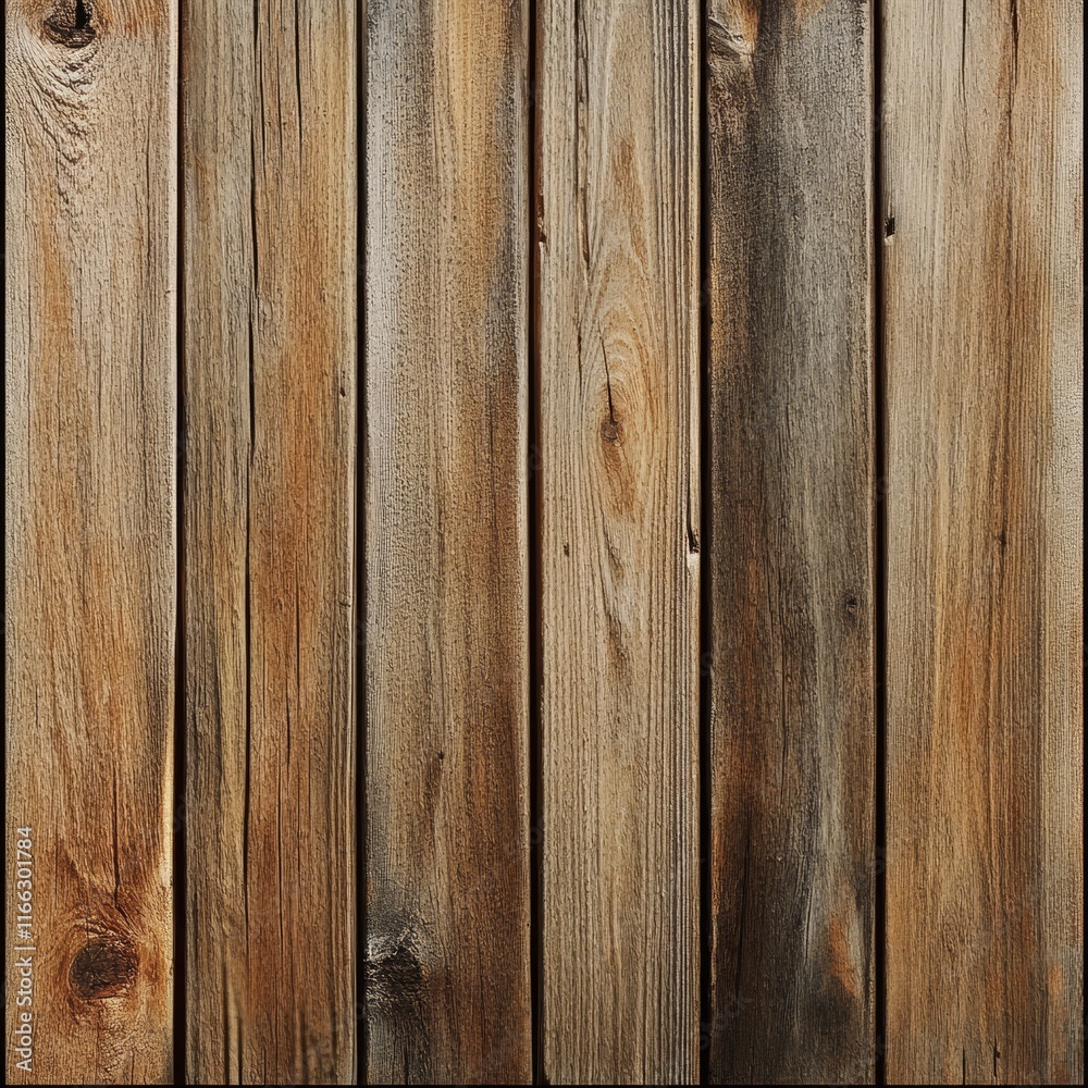 Naklejka premium Weathered Wooden Planks with Unique Texture and Natural Patterns
