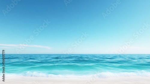 Calm ocean view with clear blue sky and gentle waves.